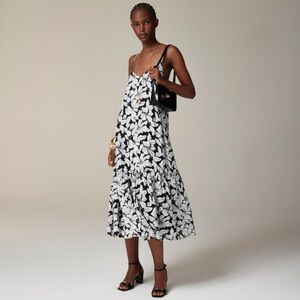 J. CREW COLLECTION Tiered drapey dress in black/white floral, size M
